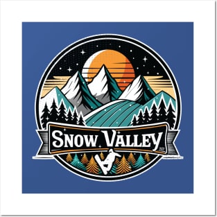Retro Snow Valley Ski Posters and Art